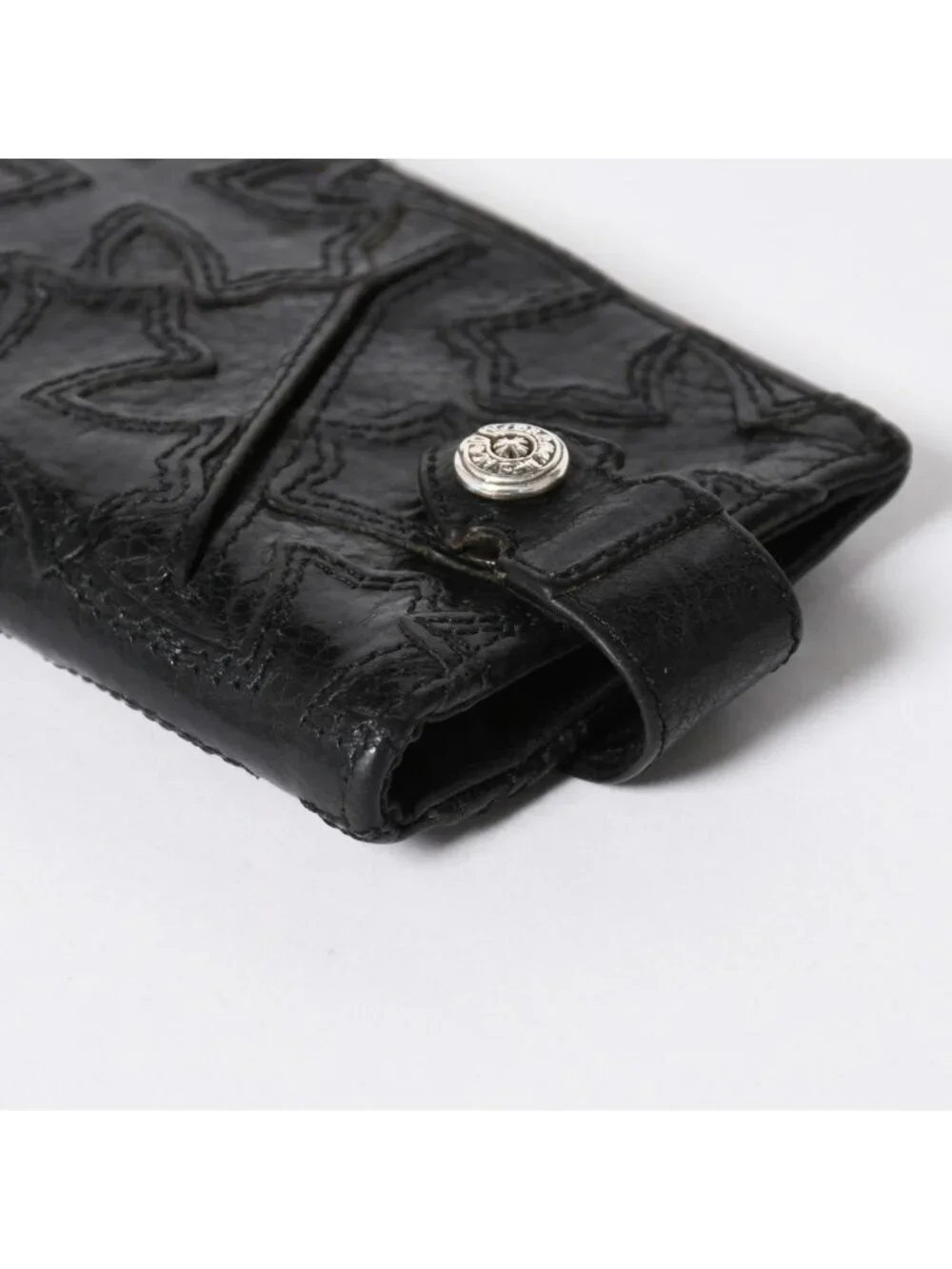 Chrome Hearts Cemetery Cross Patch Card Case Black Silver Scroll Label Logo 925